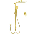 WELS Brushed Gold Square 12" Rainfall Head 3 Modes Handheld Sliding Rail Wall Mixer 2in1 Shower Set V1233-SC842GHS002M4CGKSS112GKSQ201G
