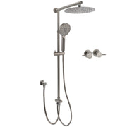 WELS Gun Metal 2in1 Round Shower 10" Rain Head 3 Mode Handheld Sliding Rail Twin Taps Set V1233-SC842GMHR002M4CGMKSR110GMCF0282AGM