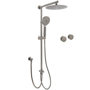 WELS Gun Metal Dual Round Shower Head 10" Rain Head 3 Mode Handheld Sliding Rail Diverter Set V1233-SC842GMHR002M4CGMKSR110GMKC0292GM