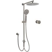 WELS Gun Metal Dual Round Shower 10" Rain Head 3 Mode Handheld Sliding Rail Arm Mixer Set V1233-SC842GMHR002M4CGMKSR110GMKC1292GM