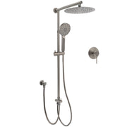 WELS Gun Metal Double Round Shower 10" Rain Head 3 Mode Handheld Sliding Rail Mixer Valve Set V1233-SC842GMHR002M4CGMKSR110GMKRD201GM