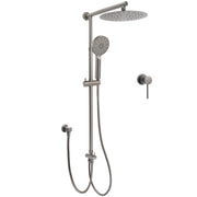Gun Metal Round Shower 2in1 Set 10" Rain Head 3 Modes Handheld Sliding Rail Small Face Mixer V1233-SC842GMHR002M4CGMKSR110GMKRD201GM60