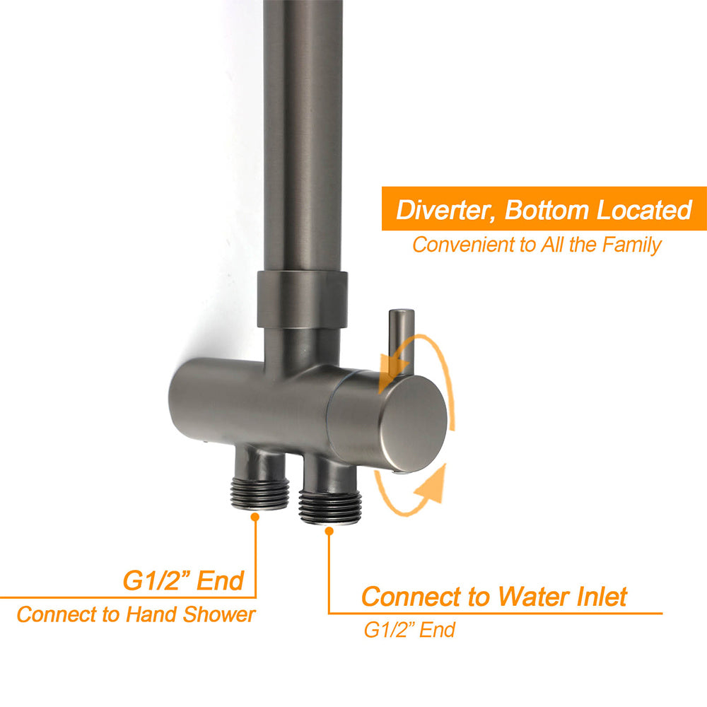 WELS Gun Metal 2in1 Shower Set Square 10" Rain Head Handheld Adjustable Silde Rail Combo V1233-SC842GMHS002M4CGMKSS110GM