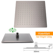 WELS Gun Metal 2in1 Shower Set Square 12" Rainfall Head Handheld Adjustable Silde Rail Combo V1233-SC842GMHS002M4CGMKSS112GM