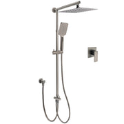 WELS Gun Metal 2in1 Shower Set Square 12" Rain Head 3 Modes Handheld Silde Rail Hot Cold Mixer V1233-SC842GMHS002M4CGMKSS112GMKSQ201GM