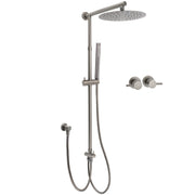 WELS Gun Metal 2in1 Round Shower 10" Rain Head Single Mode Handheld Sliding Rail Twin Taps Set V1233-SC842GMSS019CGMKSR110GMCF0282AGM