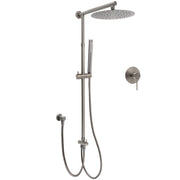 WELS Gun Metal Double Round Shower 10" Rain Head Metal Handheld Sliding Rail Mixer Valve Set V1233-SC842GMSS019CGMKSR110GMKRD201GM