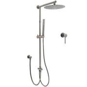 WELS Gun Metal 2in1 Round Shower Set 10" Rain Head Metal Handheld Sliding Rail Small Face Mixer V1233-SC842GMSS019CGMKSR110GMKRD201GM60