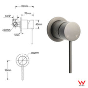 WELS Gun Metal 2in1 Round Shower Set 10" Rain Head Metal Handheld Sliding Rail Small Face Mixer V1233-SC842GMSS019CGMKSR110GMKRD201GM60