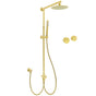 WELS Brushed Gold 2in1 Shower 8" Round Head Set Stainless Steel Handheld Rose Sliding Rail Twin Taps V1233-SC842GSS019CBGKSR108GKC0292BG