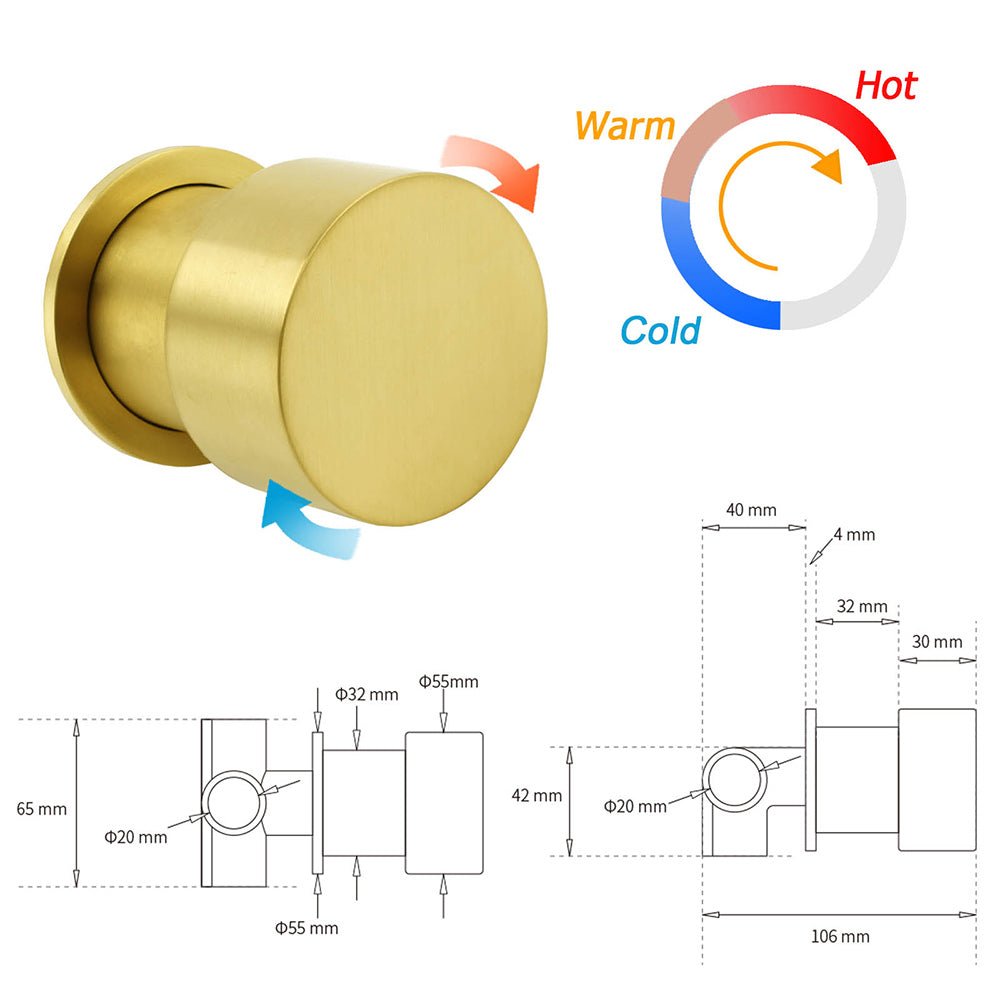 WELS Brushed Gold 2in1 Shower Set 8" Round Head Metal Handheld Rose Sliding Rail Mixer Valve V1233-SC842GSS019CBGKSR108GKC1292BG