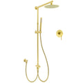 WELS Brushed Gold Twin Shower 8" Round Head One Mode Handheld Rose Sliding Rail With Mixer Set V1233-SC842GSS019CBGKSR108GKRD201G