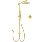 WELS Brushed Gold Twin Shower 8" Round Head One Mode Handheld Rose Sliding Rail With Mixer Set V1233-SC842GSS019CBGKSR108GKRD201G