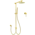 Brushed Gold Twin Shower 8" Round Head Single Mode Handheld Rose Sliding Rail Small Face Mixer Set V1233-SC842GSS019CBGKSR108GKRD201G60