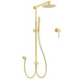 Brushed Gold Twin Shower 8" Round Head Single Mode Handheld Rose Sliding Rail Small Face Mixer Set V1233-SC842GSS019CBGKSR108GKRD201G60