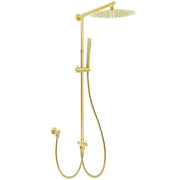 WELS Brushed Gold Large Round Shower 12" Head Single Mode Handheld Rose Sliding Rail Arm Set V1233-SC842GSS019CBGKSR112G