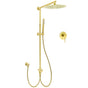 WELS Brushed Gold 2in1 Large Round Shower 12" Rain Head Stainless Steel Handheld Sliding Rail Mixer Set V1233-SC842GSS019CBGKSR112GKRD201G