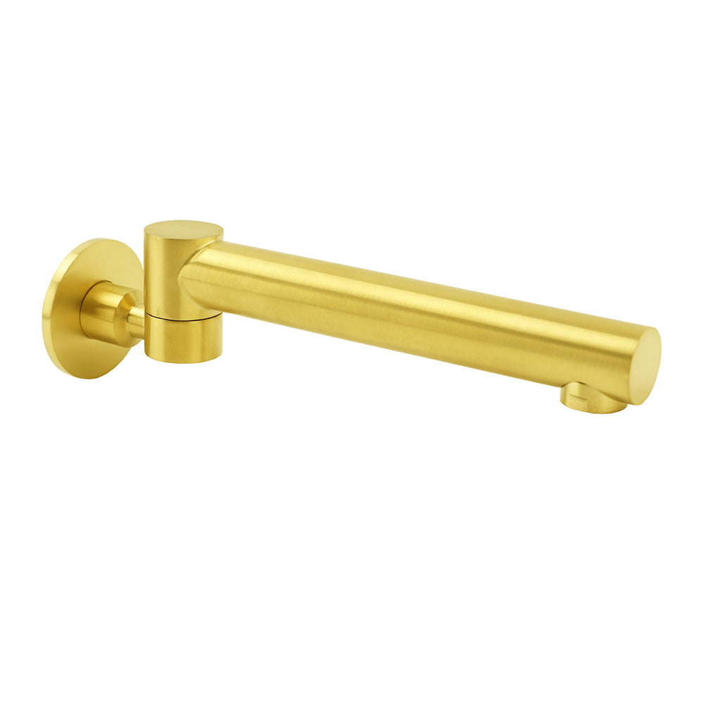 Brushed Gold Round Basin Wall Mounted Faucet Outlet Swivel Bathtub Stainless Steel Spout V1233-SP603BG