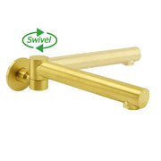 Brushed Gold Round Basin Wall Mounted Faucet Outlet Swivel Bathtub Stainless Steel Spout V1233-SP603BG