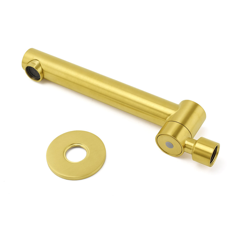 Brushed Gold Round Basin Wall Mounted Faucet Outlet Swivel Bathtub Stainless Steel Spout V1233-SP603BG
