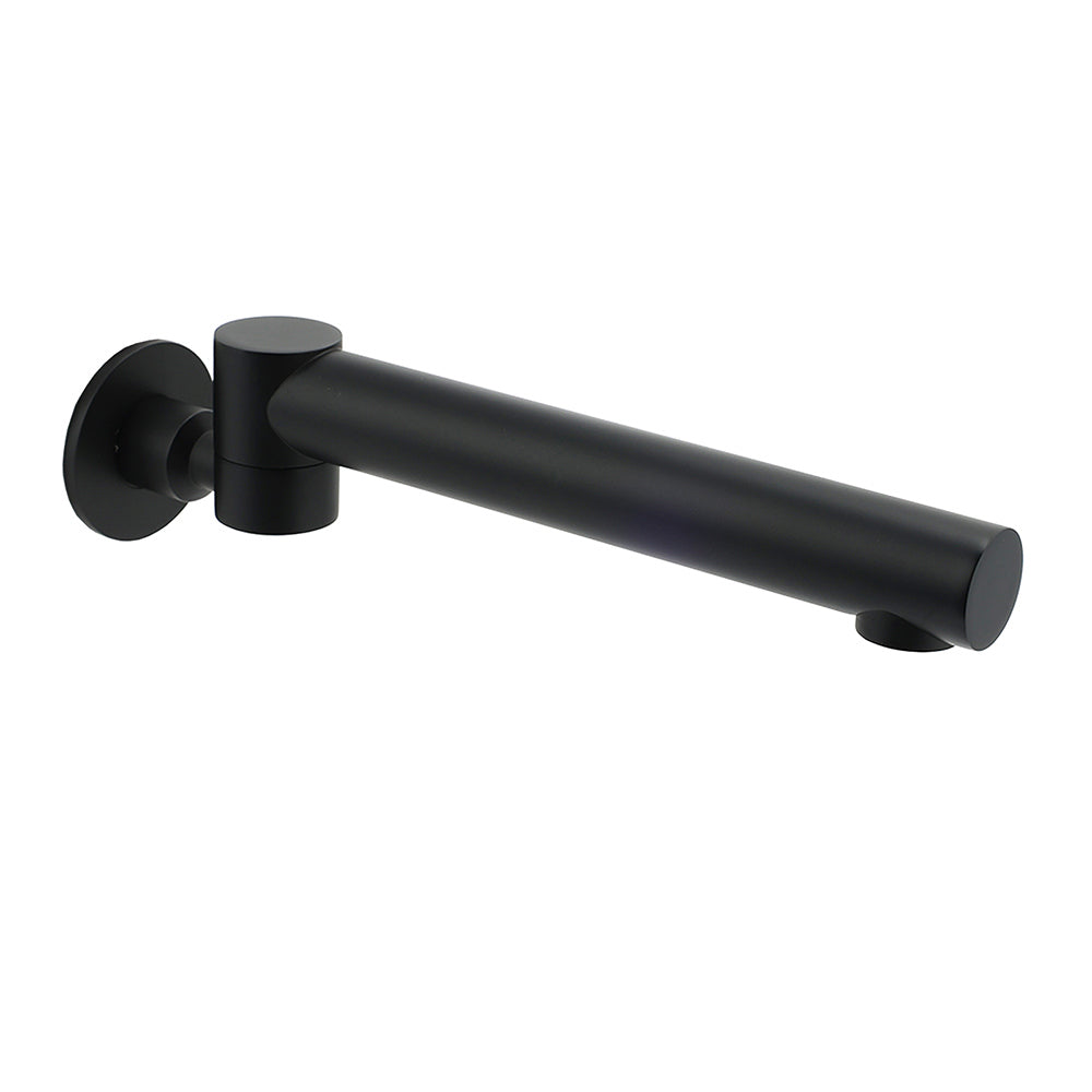 Matt Black Round Basin Wall Mounted Spout Faucet Outlet 180 degrees Swivel Tap Watermark V1233-SP603BL