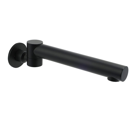 Matt Black Round Basin Wall Mounted Spout Faucet Outlet 180 degrees Swivel Tap Watermark V1233-SP603BL