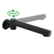 Matt Black Round Basin Wall Mounted Spout Faucet Outlet 180 degrees Swivel Tap Watermark V1233-SP603BL
