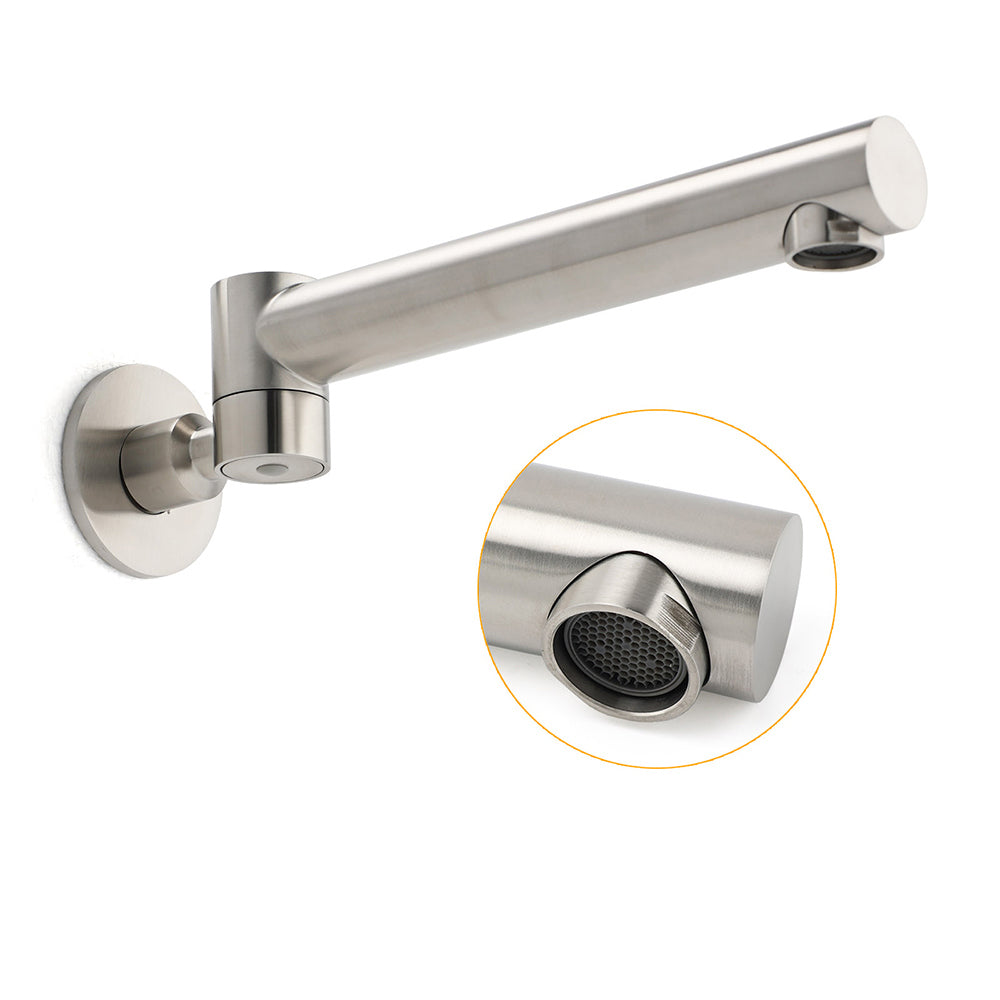 Brushed Nickel Round Basin Wall Mounted Faucet Outlet 180 Swivel Vanity Bathtub Spout V1233-SP603BS