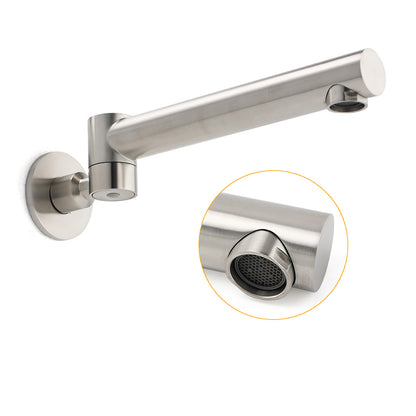 Brushed Nickel Round Basin Wall Mounted Faucet Outlet 180 Swivel Vanity Bathtub Spout V1233-SP603BS