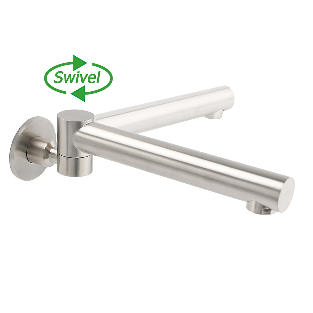 Brushed Nickel Round Basin Wall Mounted Faucet Outlet 180 Swivel Vanity Bathtub Spout V1233-SP603BS