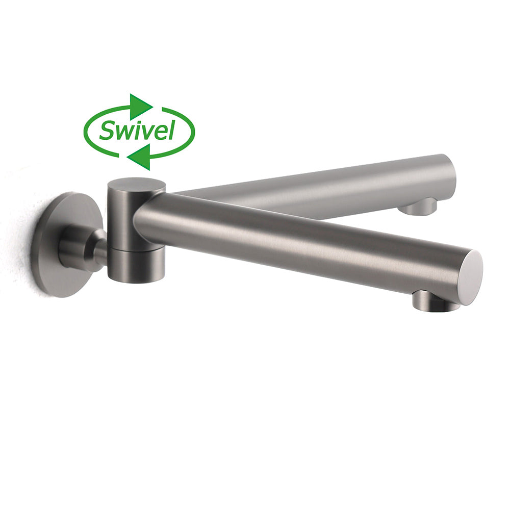 Gun Metal Round Wall Mounted 180 Swivel Bathtub Faucet Water Outlet Vanity Spout V1233-SP603GM
