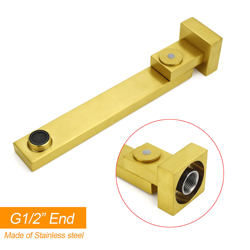 Brushed Gold Square Stainless Steel 180 Swivel Bathtub Faucet Water Outlet Spout V1233-SP604BG