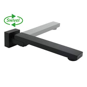 Matte Black Square Bathtub Faucet 180 degrees Swivel Water Spout Outlet Basin Watermark V1233-SP604BL
