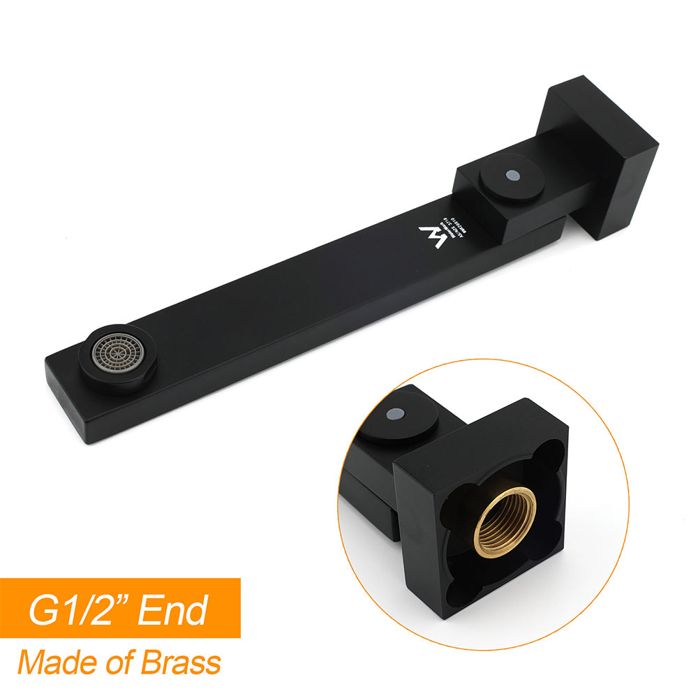 Matte Black Square Bathtub Faucet 180 degrees Swivel Water Spout Outlet Basin Watermark V1233-SP604BL