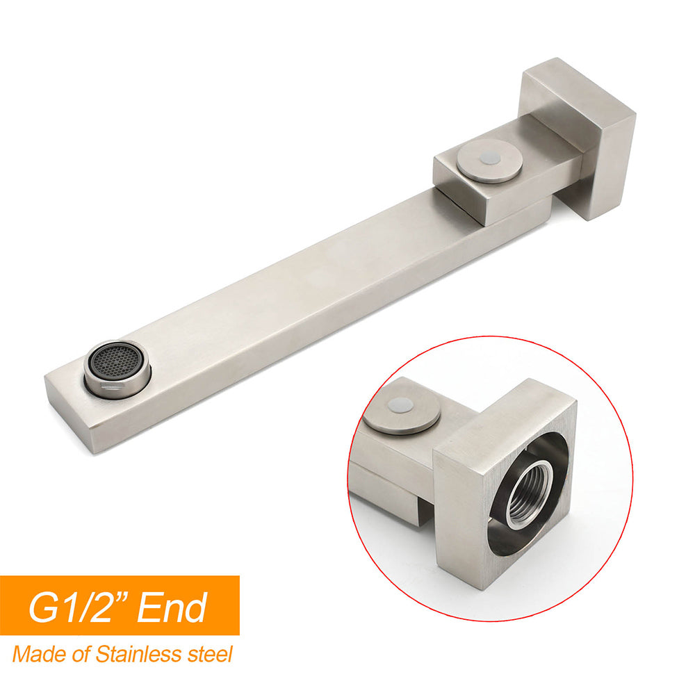 Brushed Nickel Square Stainless Steel Swivel Spout Bathtub Bubble Faucet Outlet V1233-SP604BN