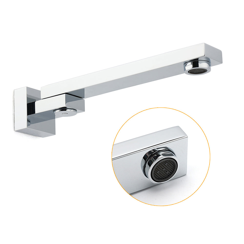 Chrome Square Stainless Steel Shower Bathtub Water Spout Faucet Outlet Tap 180 degrees Swivel Set V1233-SP604CR