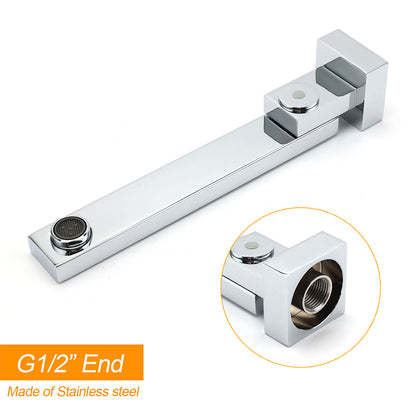 Chrome Square Stainless Steel Shower Bathtub Water Spout Faucet Outlet Tap 180 degrees Swivel Set V1233-SP604CR