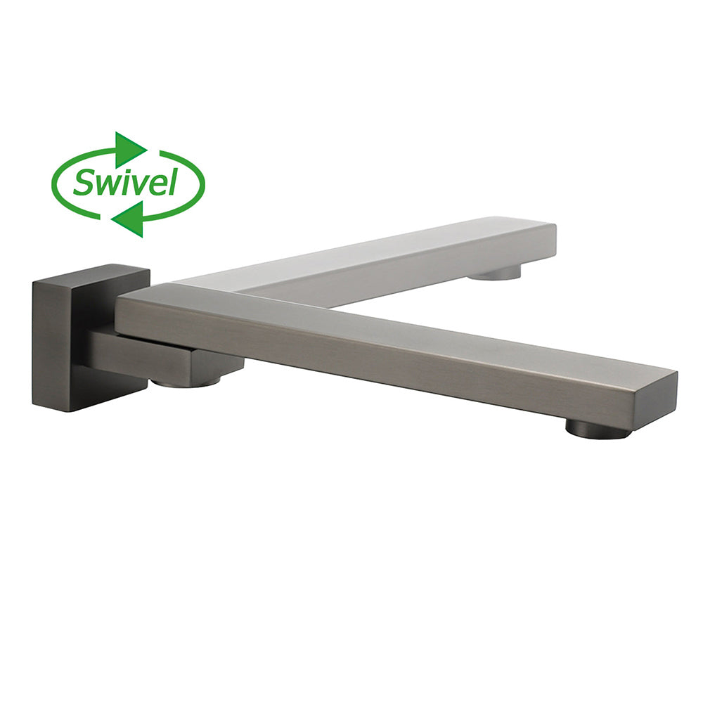 Gun Metal Square Stainless Steel 180 Swivel Bathtub Faucet Water Outlet Spout V1233-SP604GM