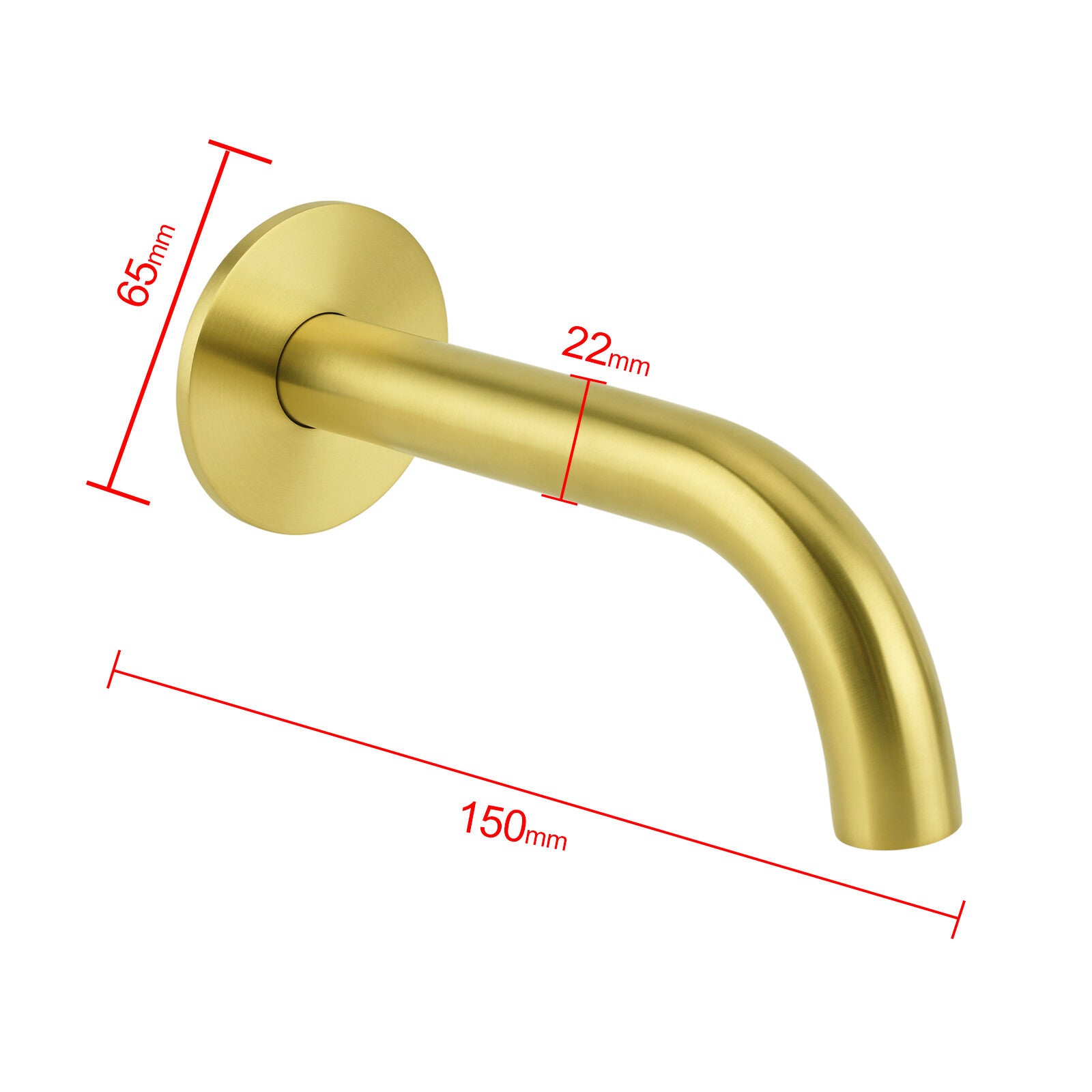 Brushed Gold 150mm Round Curve Faucet Outlet Bathroom Tub Water Filler Spout Set V1233-SP60515BG