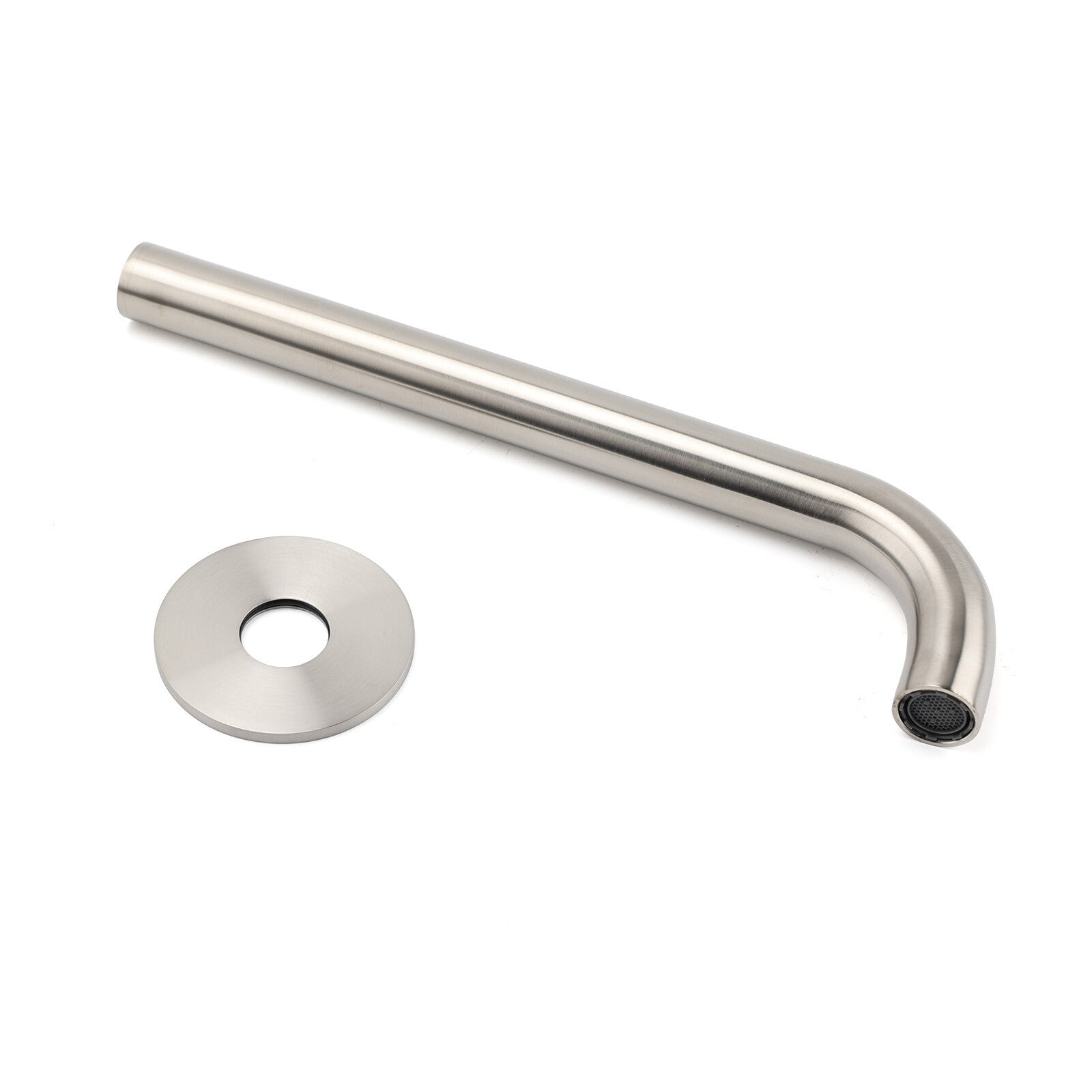 Brushed Nickel Round 250mm Long Spout Bath Tub Wall Mounted Water Filler Outlet V1233-SP60525BS