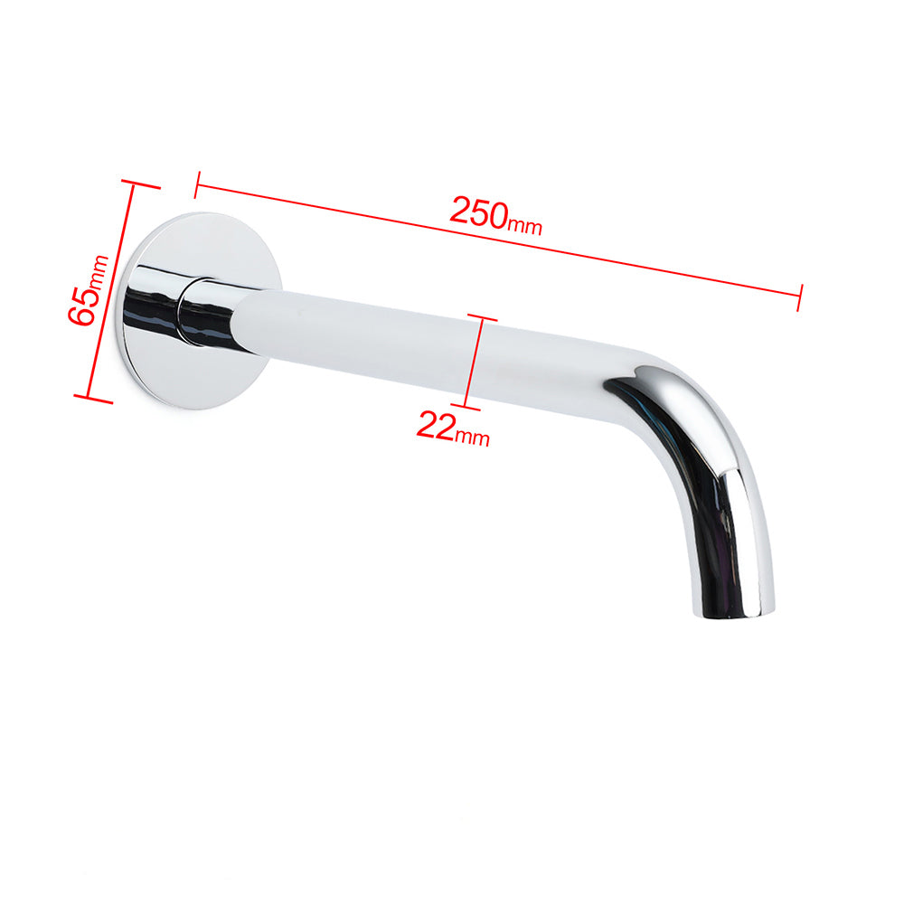Polisehd Chrome Round 250mm Long Water Filler Spout Bath Tub Wall Mounted Outlet V1233-SP60525CR