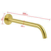 Bathroom 300mm Long Wall Mounted Extention Bath Tub Filler Spout Brushed Gold V1233-SP60530BG