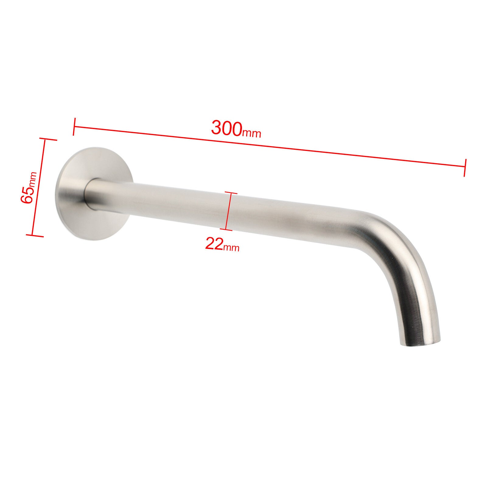 Brushed Nickel 300mm Extra Long Wall Mounted Extention Bathtub Filler Spout Set V1233-SP60530BS
