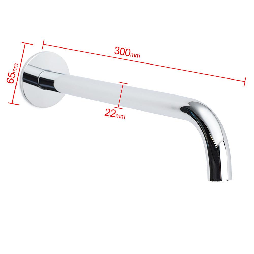 300mm Extra Long Wall Mounted Chrome Round Extention Bathtub Filler Spout Outlet V1233-SP60530CR