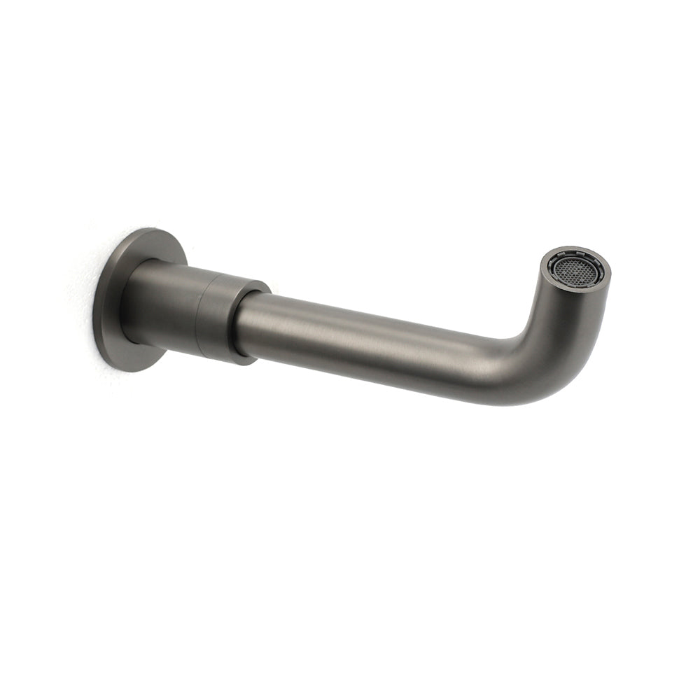 Gun Metal Grey Round Bathtub Spout Basin Curve Faucet Bubble Water Outlet 304SUS V1233-SP902GM