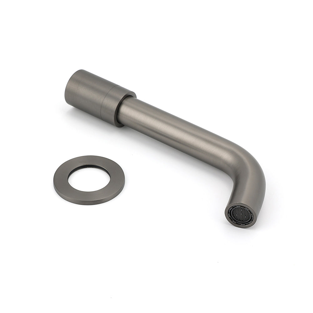 Gun Metal Grey Round Bathtub Spout Basin Curve Faucet Bubble Water Outlet 304SUS V1233-SP902GM