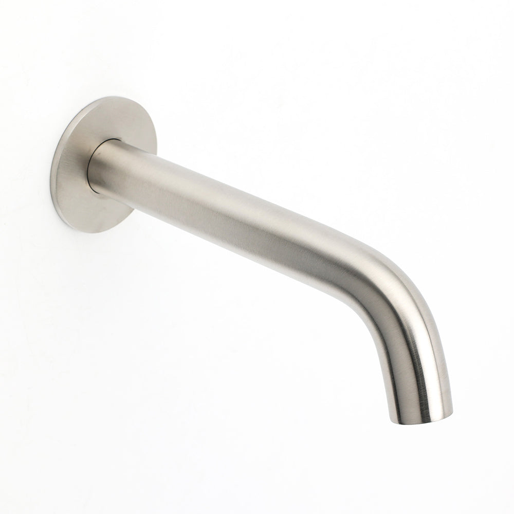 Brushed Nickel Round Curve Basin Bubble Faucet Water Outlet Bath Tub Wall Spout V1233-SP903BN