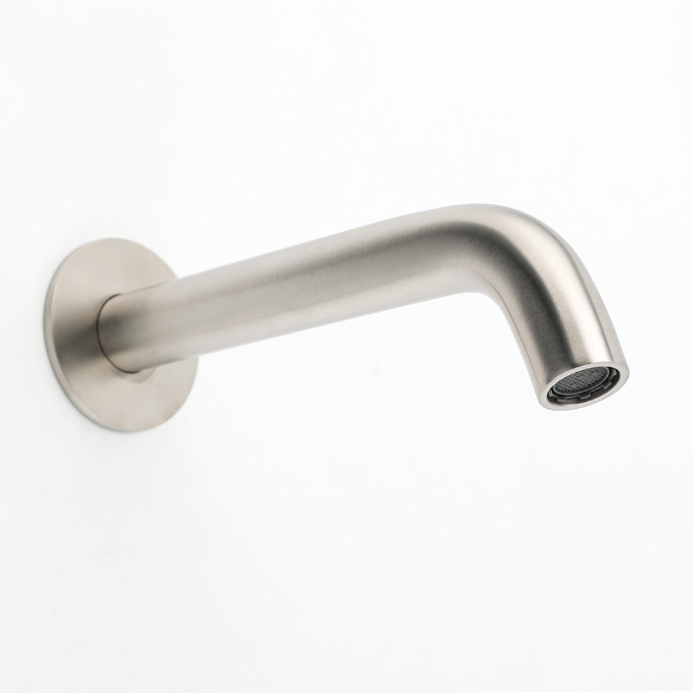 Brushed Nickel Round Curve Basin Bubble Faucet Water Outlet Bath Tub Wall Spout V1233-SP903BN