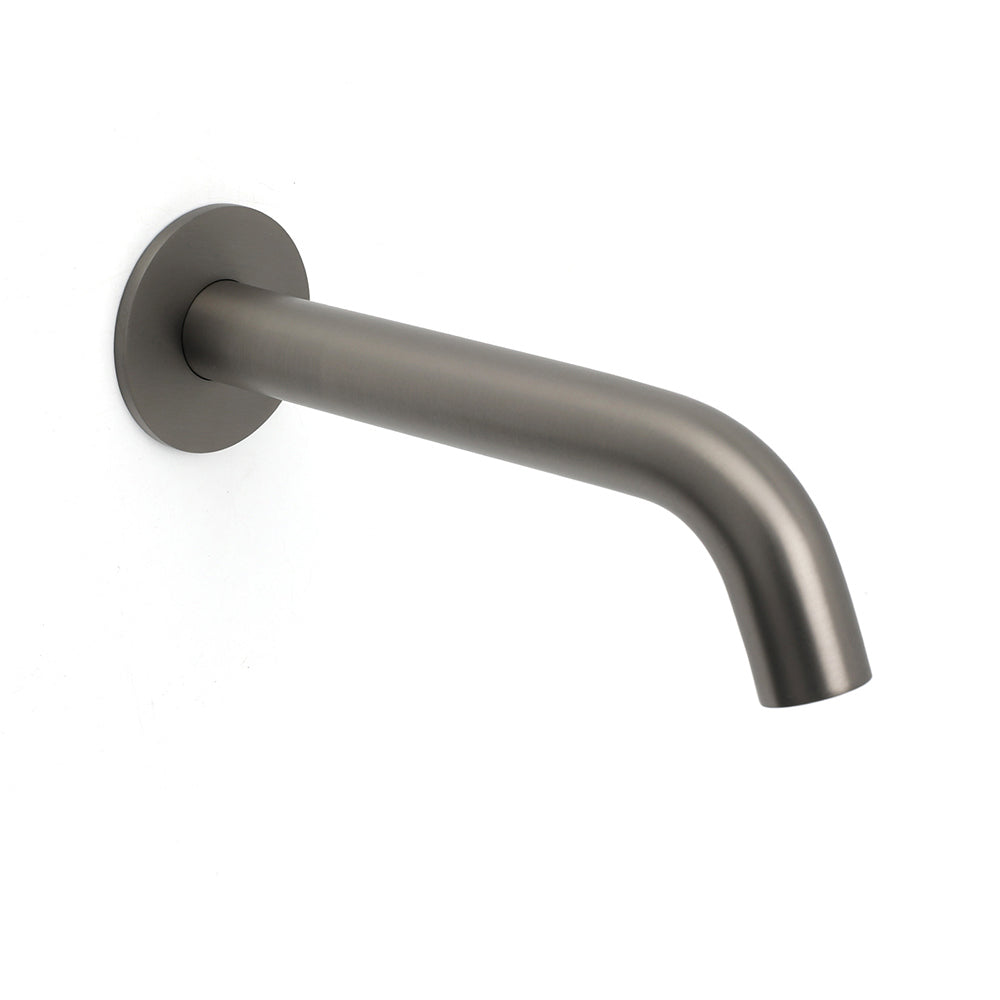 Gun Metal Grey Round Bathtub Spout Basin Curve Faucet Bubble Wall Mounted Outlet V1233-SP903GM