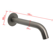 Gun Metal Grey Round Bathtub Spout Basin Curve Faucet Bubble Wall Mounted Outlet V1233-SP903GM